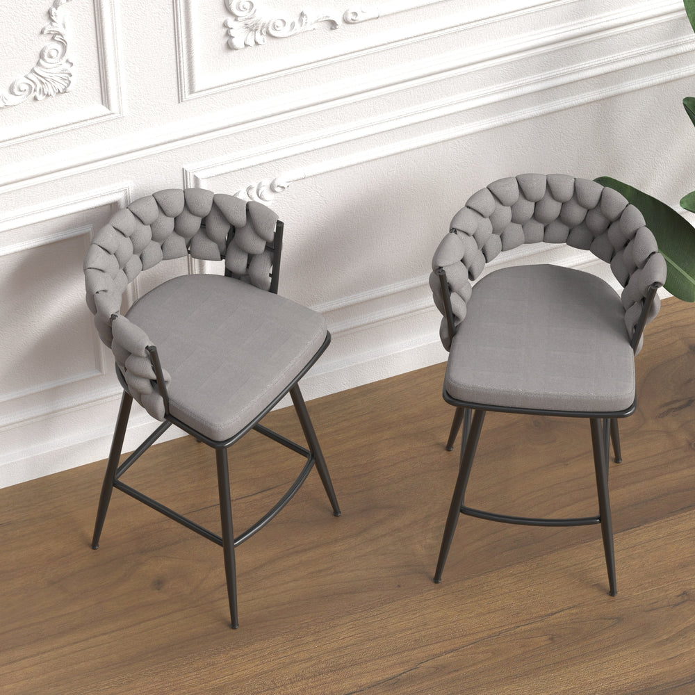 Chic Grey Swivel Bar Stools - Set of 2