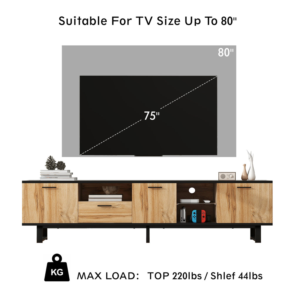 Sleek Media Console with Cabinets and Open Shelves