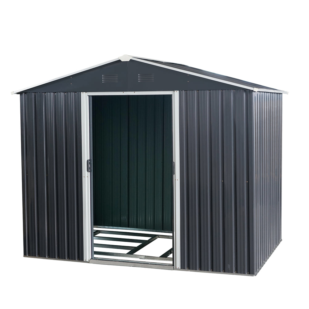 Black Outdoor Metal Storage Shed with Floor