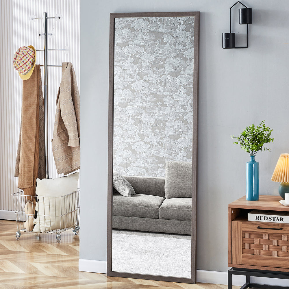 Elegant Gray Wood Full-Length Mirror