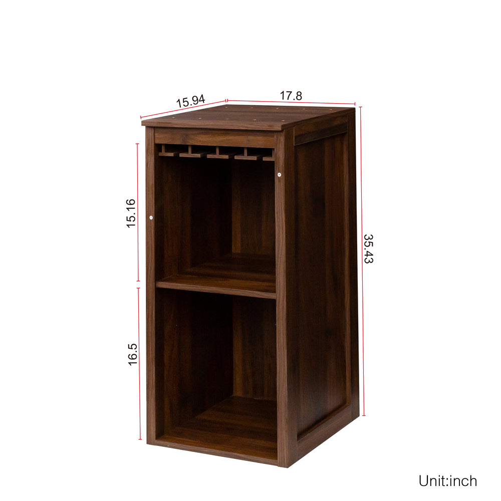 Walnut Wine Bar with Hutch & Stylish Storage