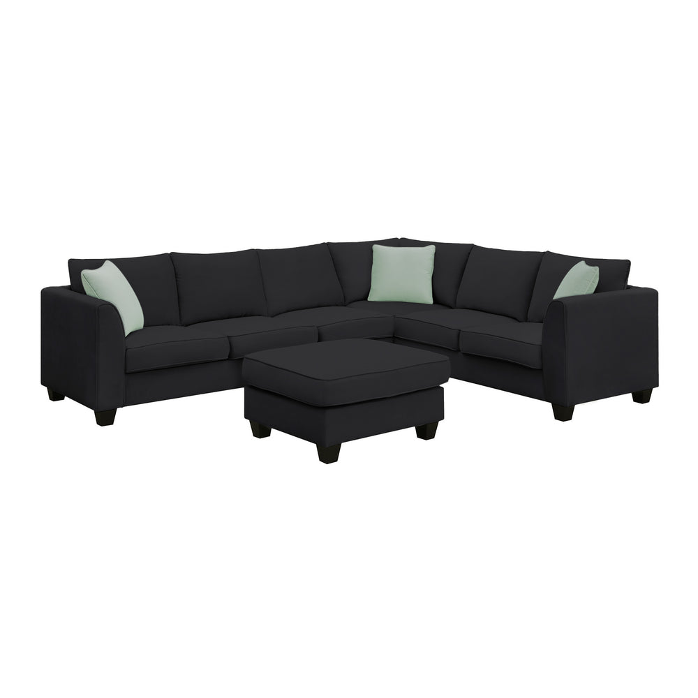 Cozy L-Shaped Modular Sofa Set with Ottoman and Pillows