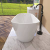 Serenity Oval Soaking Tub - Chic Adjustable Freestanding Bath with Chrome Drain