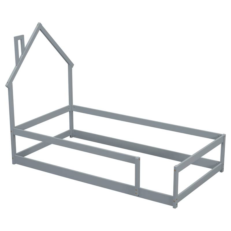 Cozy Grey House Bed for Kids