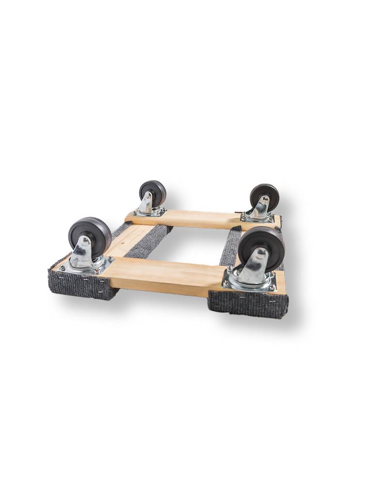Carpeted Hardwood Dolly with Rubber Wheels