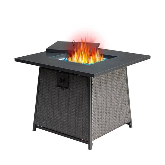 Cozy Glow Propane Fire Table with Blue Glass