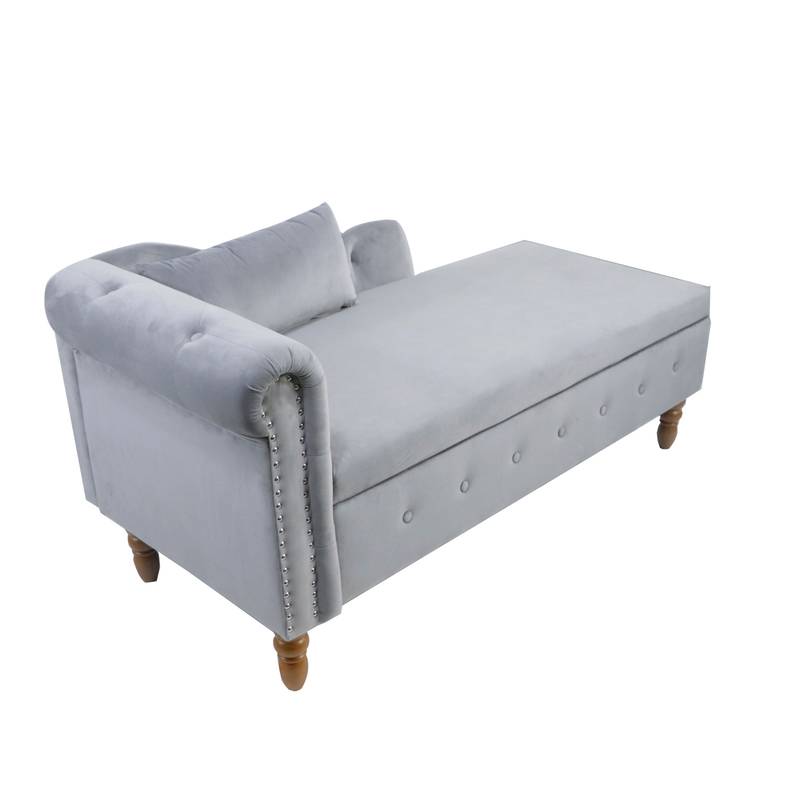 Velvet Dream Lounge Chair with Storage & Pillow