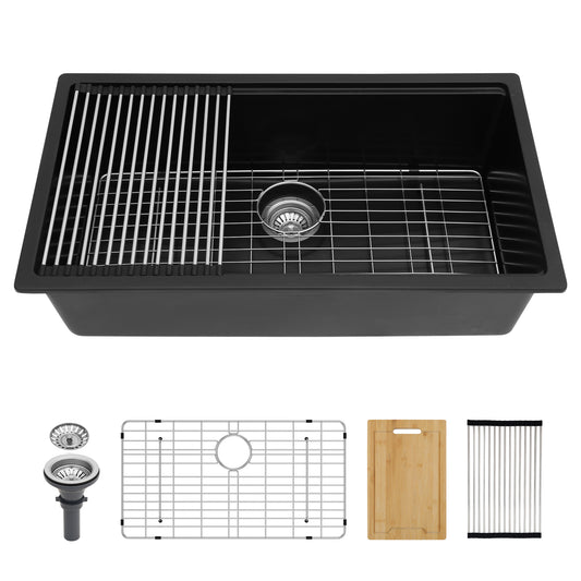 Sleek Black Quartz Workstation Sink