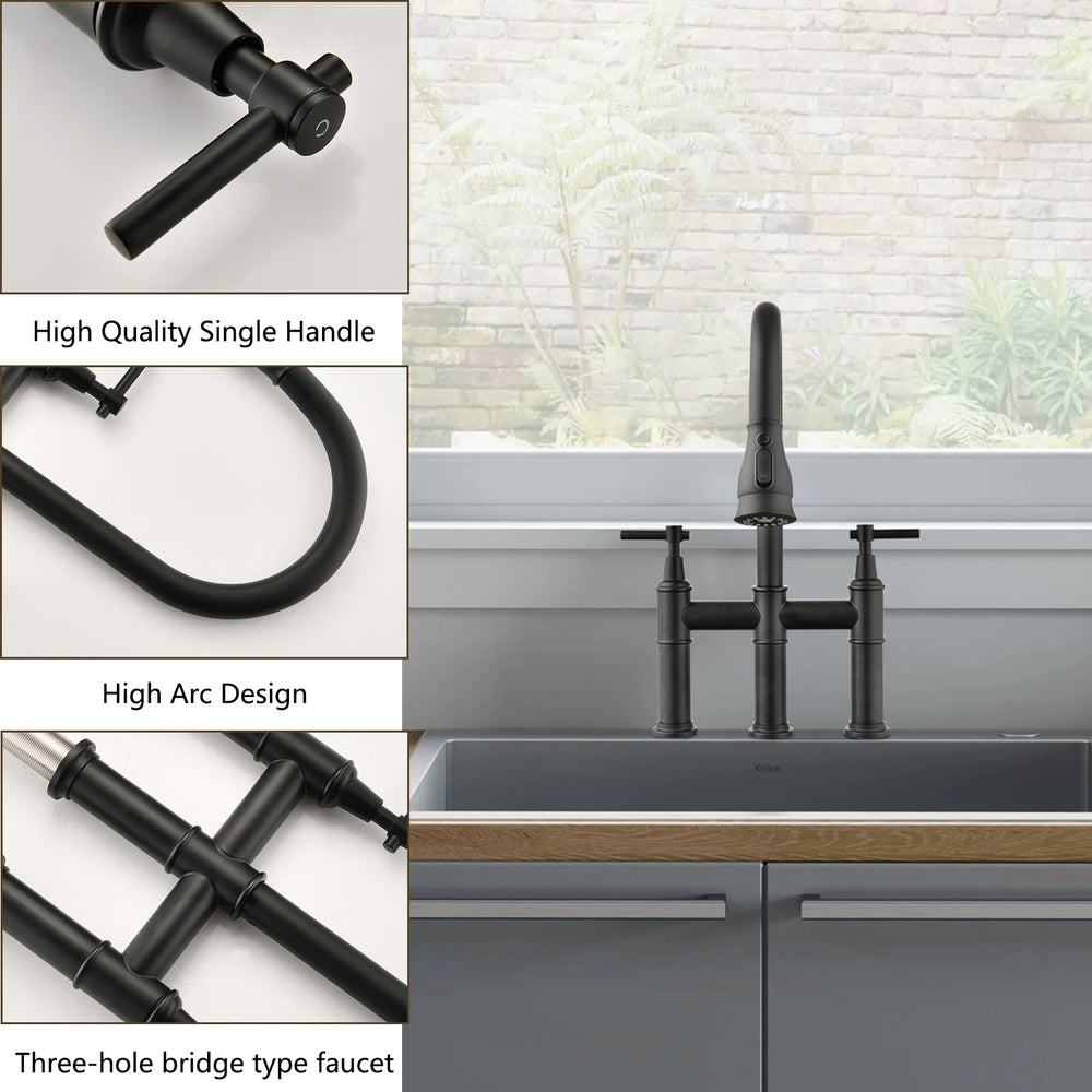 Elegant Pull-Down Kitchen Faucet with Double Handles