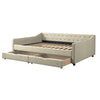Cozy Upholstered Daybed with Storage Drawers - Beige Elegance