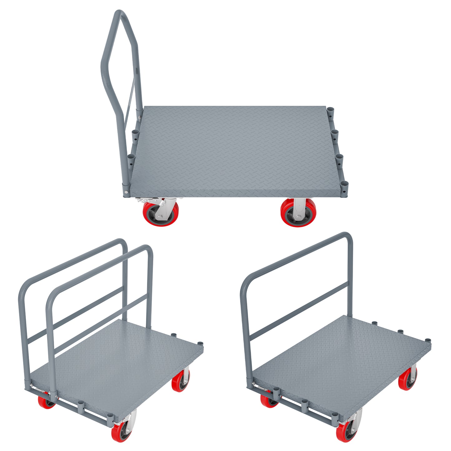 Heavy-Duty Steel Panel Cart with Handrails