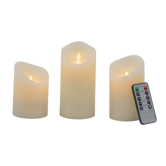 Flickering Ivory LED Candle Trio with Remote