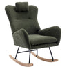 Cozy Rocking Chair with Pocket - Soft Teddy Fabric Glider in Dark Green