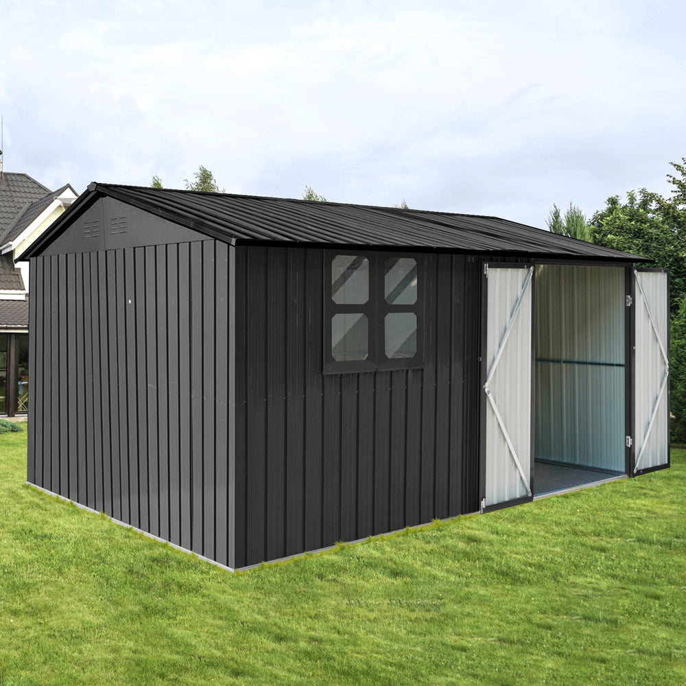 Chic Black Garden Shed with Window