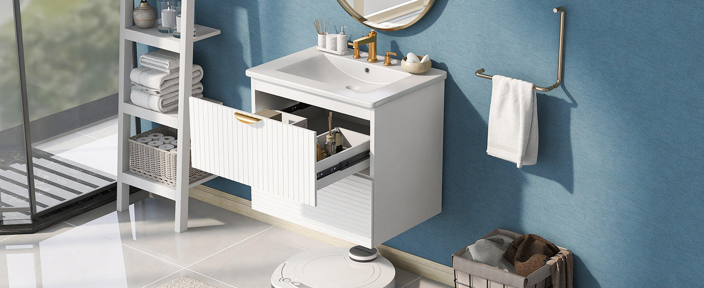 Sleek White Wall-Mounted Vanity for Small Spaces