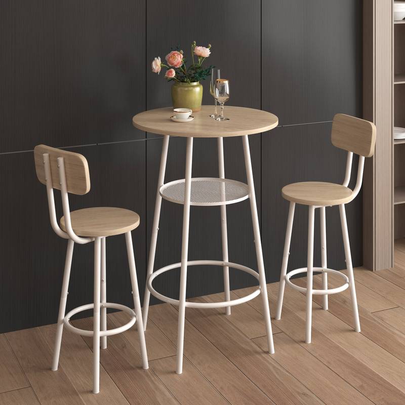 Chic Bar Set with Stylish Stools and Backrest