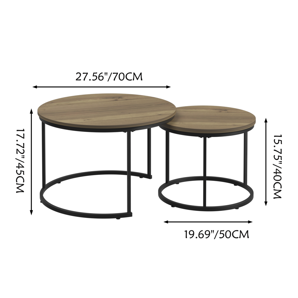 Chic Nesting Coffee Tables - Rustic Wood & Sturdy Metal