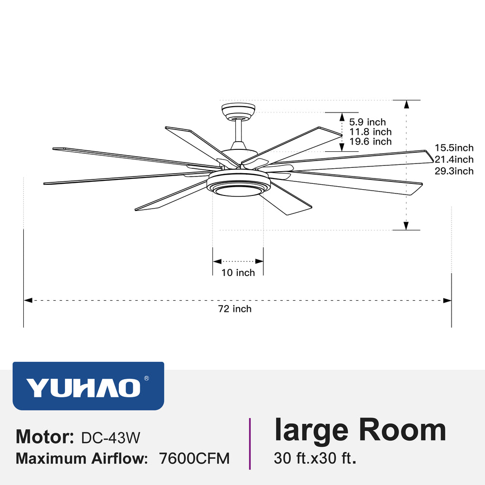 Smart Matte Black Ceiling Fan with Remote