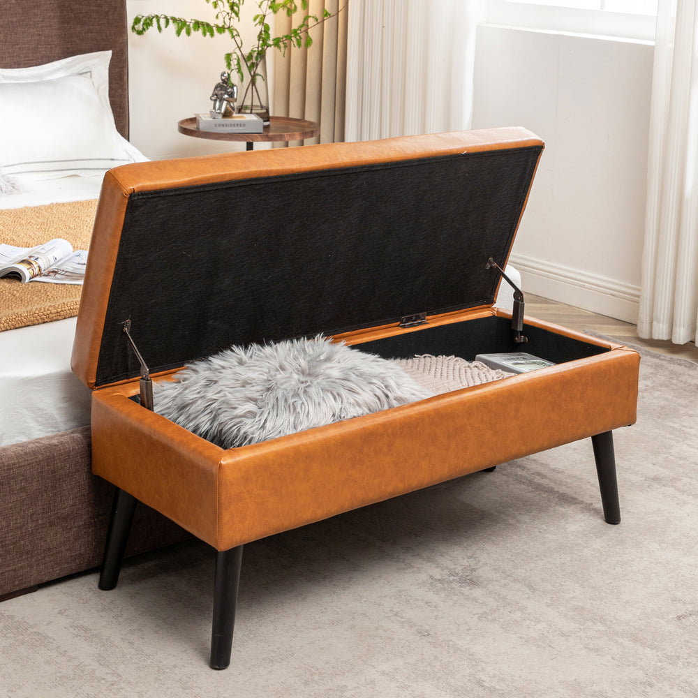 Stylish Leather Storage Bench