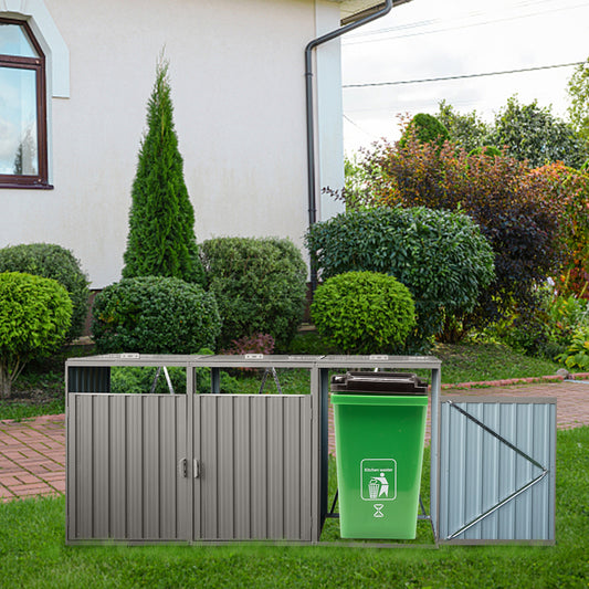 Trash Can Hideaway - Stylish Metal Shed for Outdoor Storage