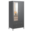 Sleek Metal Wardrobe with Mirror & Drawers