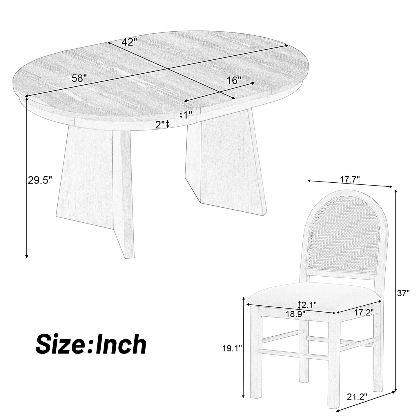 Vintage Vibes Dining Set: Extendable Table & Cozy Upholstered Chairs