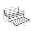 Vintage Metal Twin Daybed with Trundle - Stylish & Space-Saving Comfort