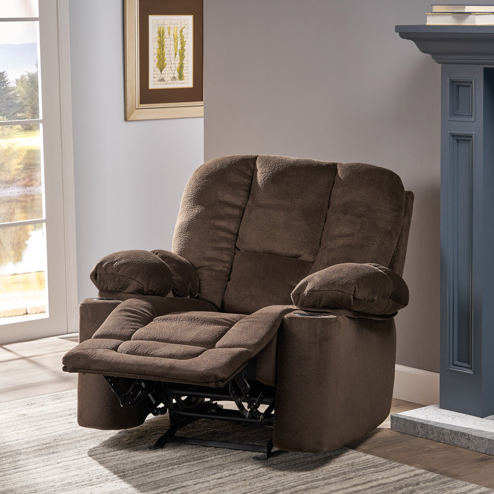 Cozy Chocolate Recliner with Cup Holders