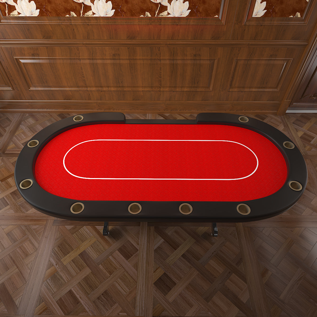 Red Aura Oval Poker Table - Stylish Casino Vibe