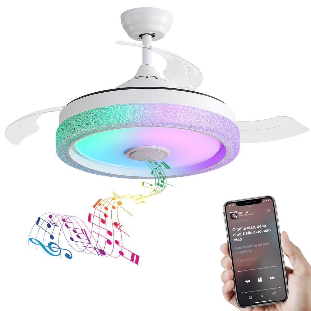 Smart Invisible Ceiling Fan with Remote and LED Light