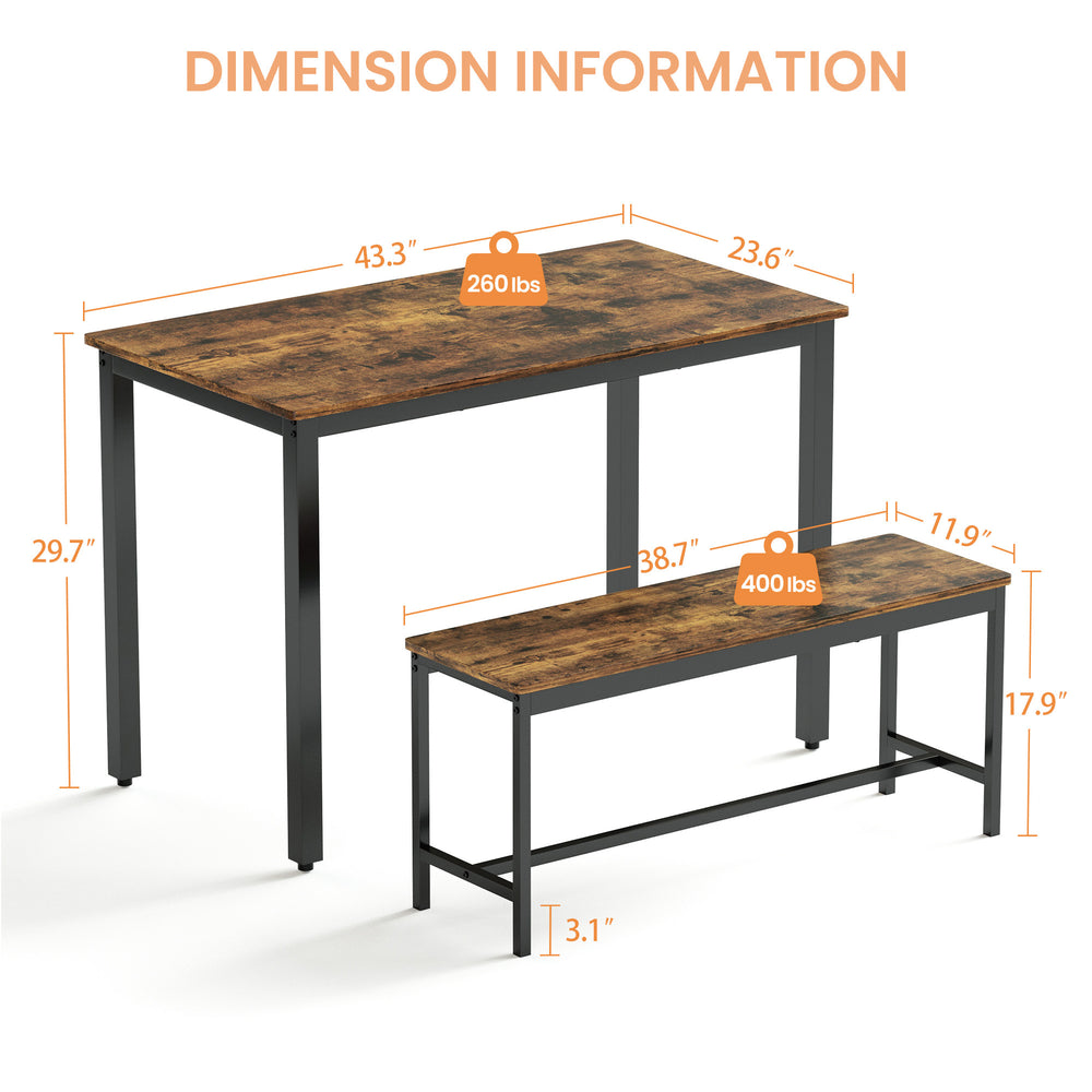 Rustic Bistro Dining Set with Benches