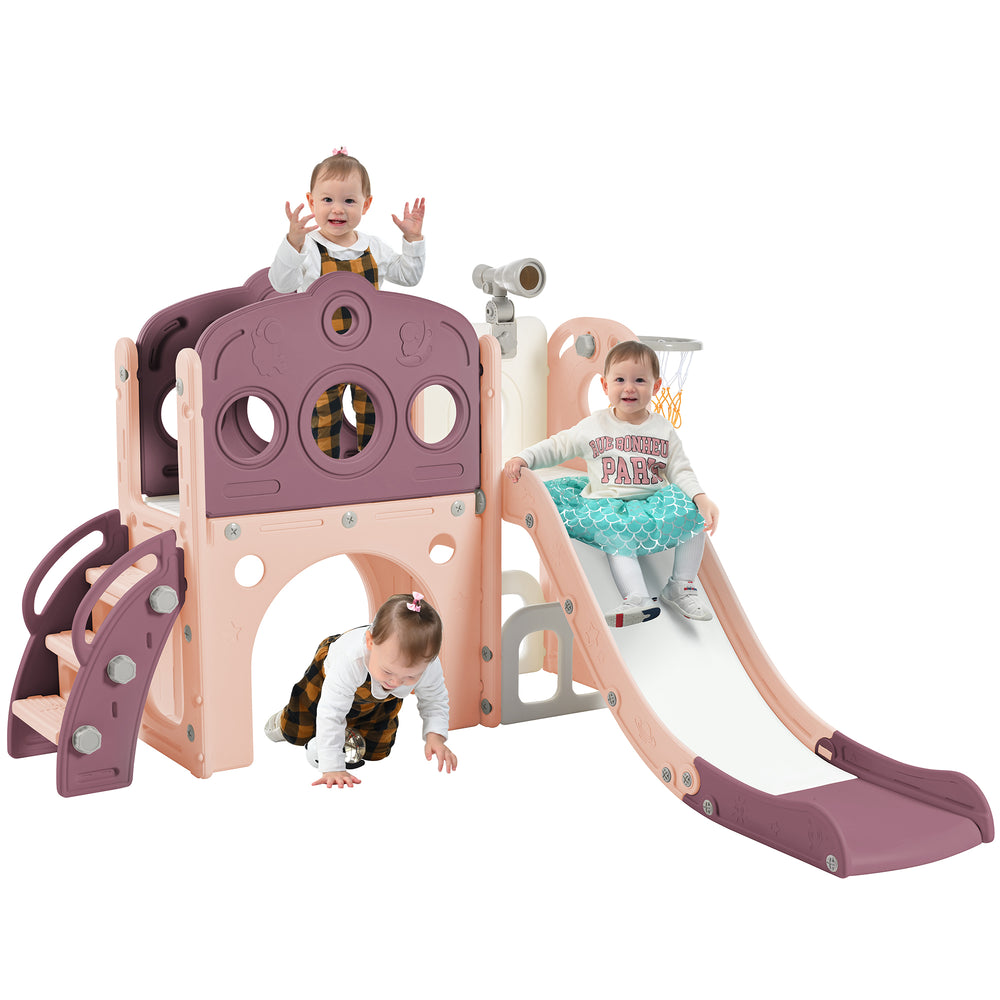 Space Adventure Toddler Playset with Slide & Basketball Fun