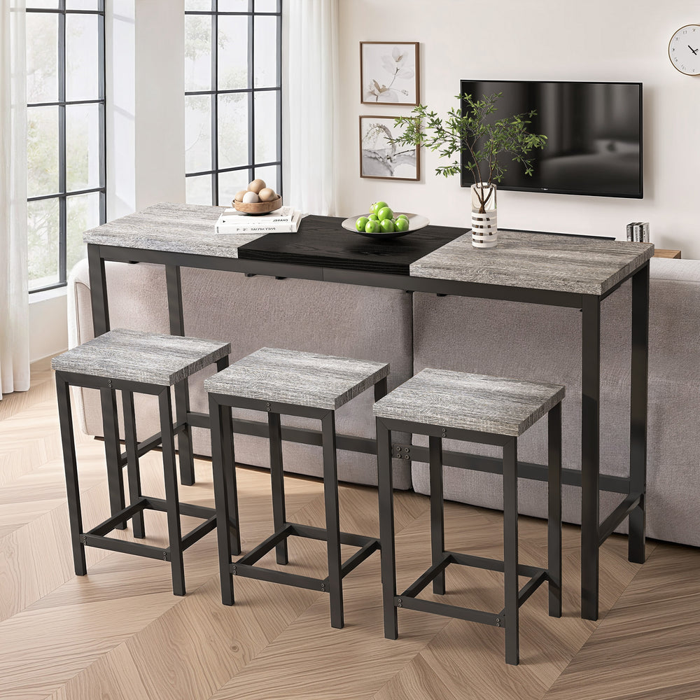 Stylish Grey & Black Kitchen Pub Table with Stools