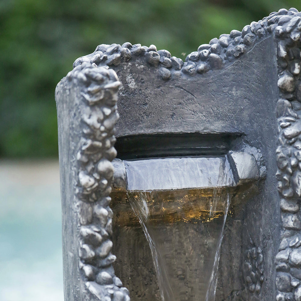 Elegant Gray Waterfall Fountain with Light