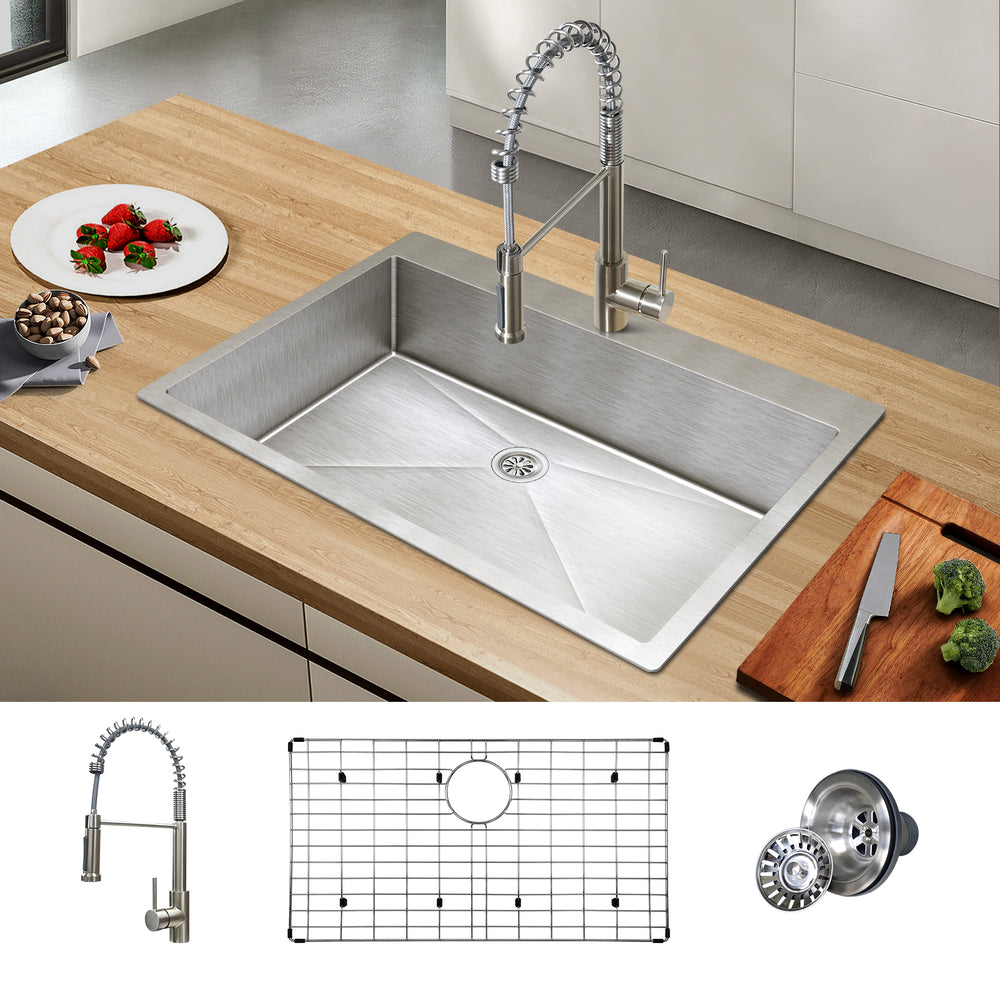 TecaHome All-in-One Stainless Steel Kitchen Sink with Faucet