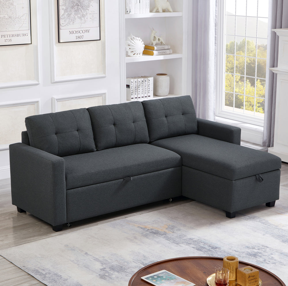 Cozy Grey Convertible Sofa with Storage Chaise