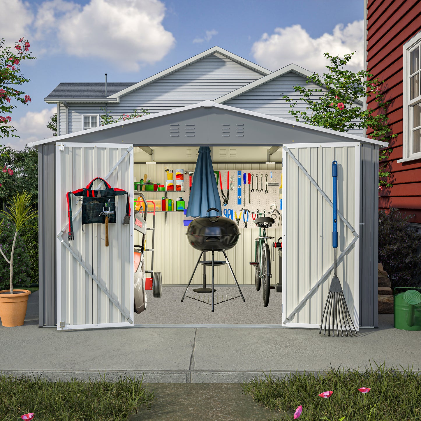 All-Weather Metal Storage Shed for Garden & Patio – Lockable & Durable