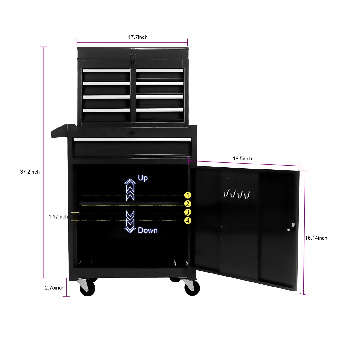 Versatile Tool Storage Chest with Adjustable Shelf