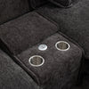 Cozy Black Chenille Sectional Sofa with Ottomans and USB Ports