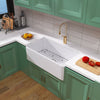 Chic White Farmhouse Kitchen Sink with Drain & Grid