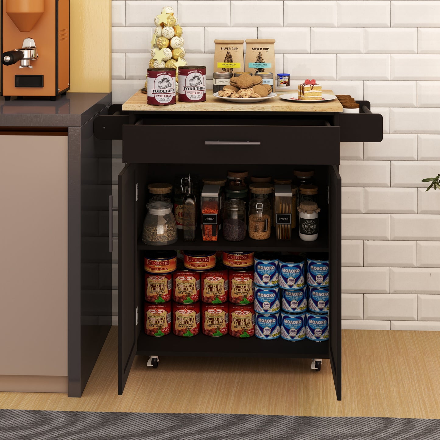 Versatile Rolling Kitchen Cart - Stylish & Functional