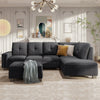 Cozy Convertible L-Shaped Sofa with Storage Ottoman