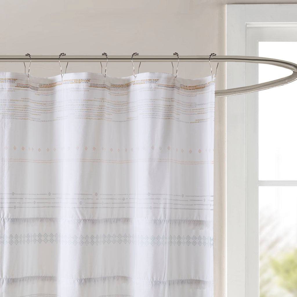 Chic Cotton Shower Curtain with Stylish Trims