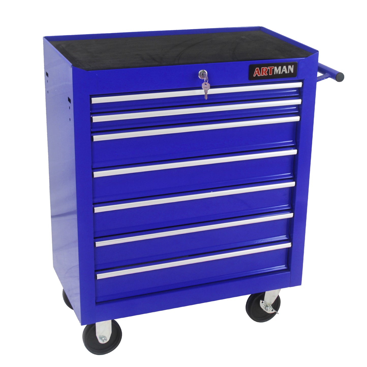 Blue Rolling Tool Cart with Seven Spacious Drawers