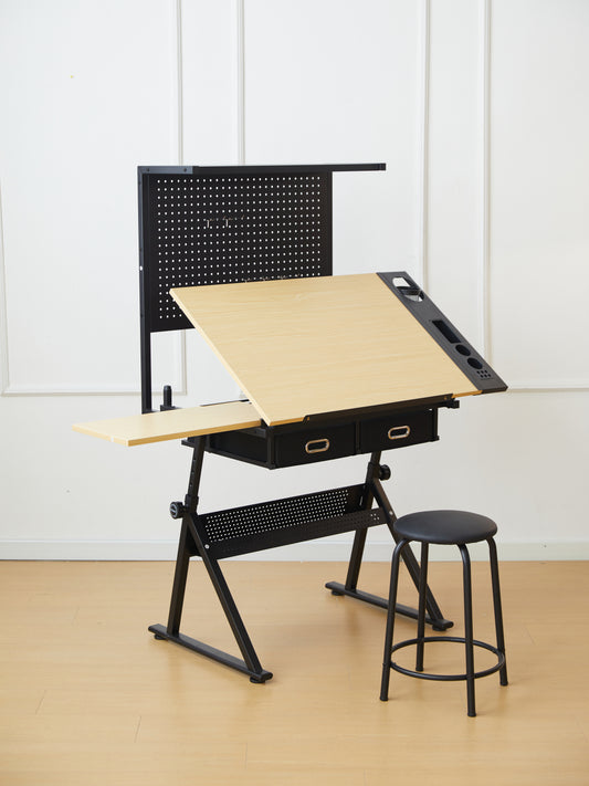 Versatile Drafting Desk with Perforated Panel