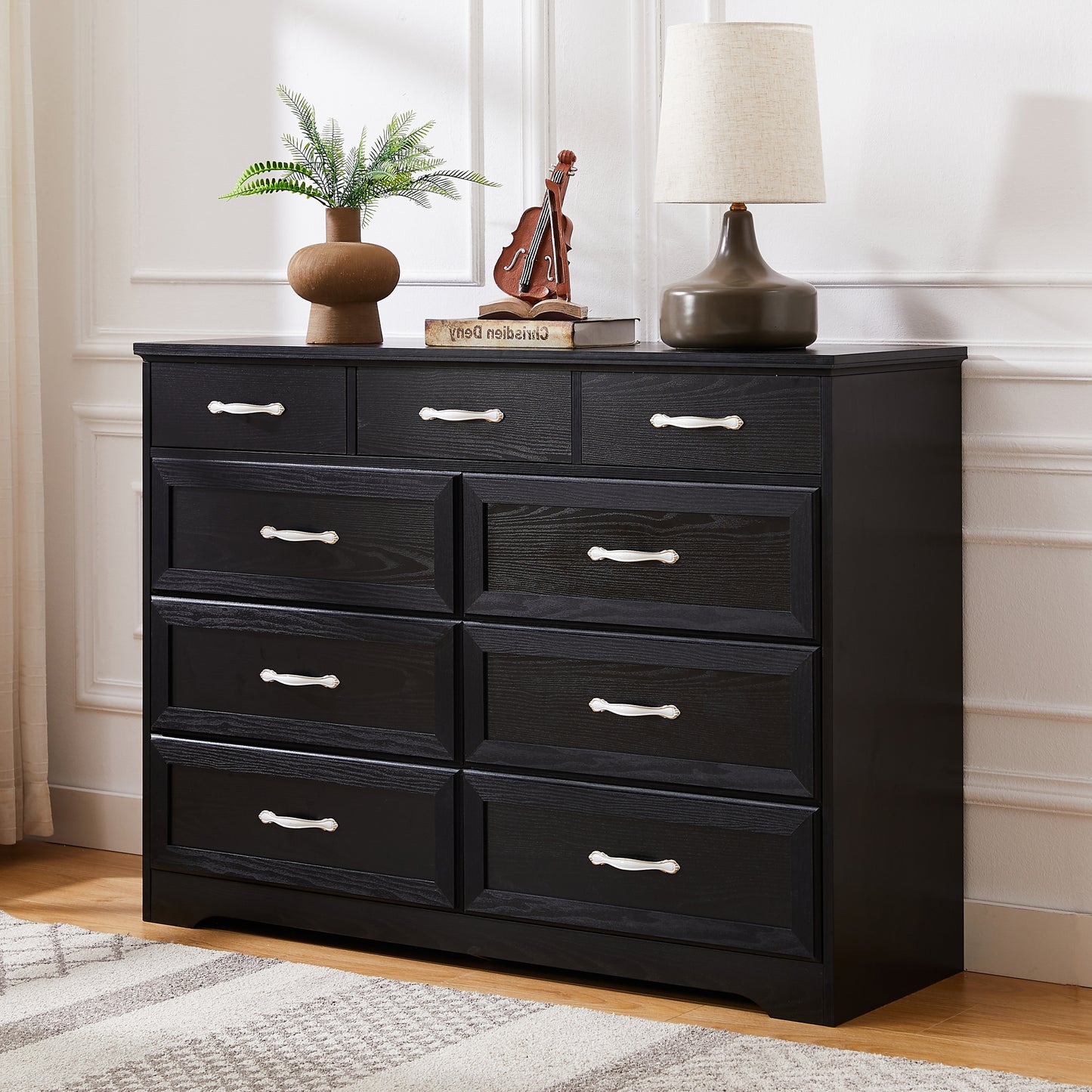 Charming Black 9-Drawer Dresser for Kids & Living Spaces