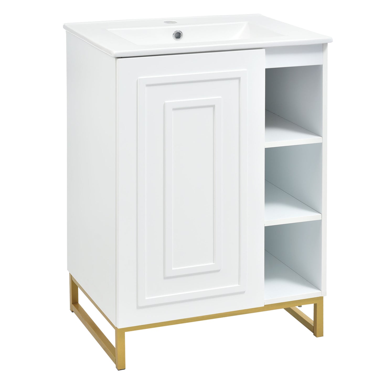 Chic White Bathroom Vanity with Gold Legs