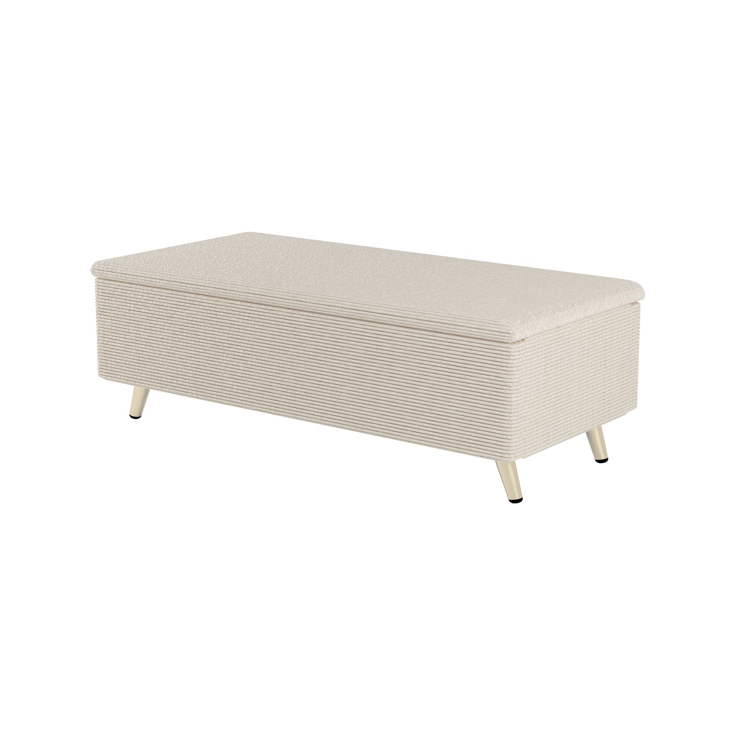 Chic Storage Ottoman with Metal Legs - Beige Corduroy Comfort