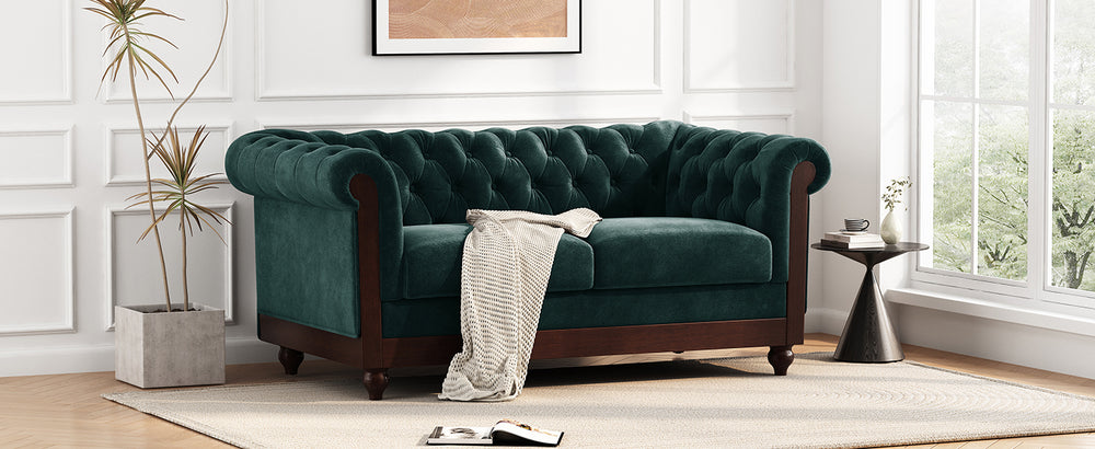 Charming Velvet Chesterfield Loveseat