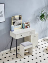 Glam Flute Vanity Set with LED Mirror & Shelves